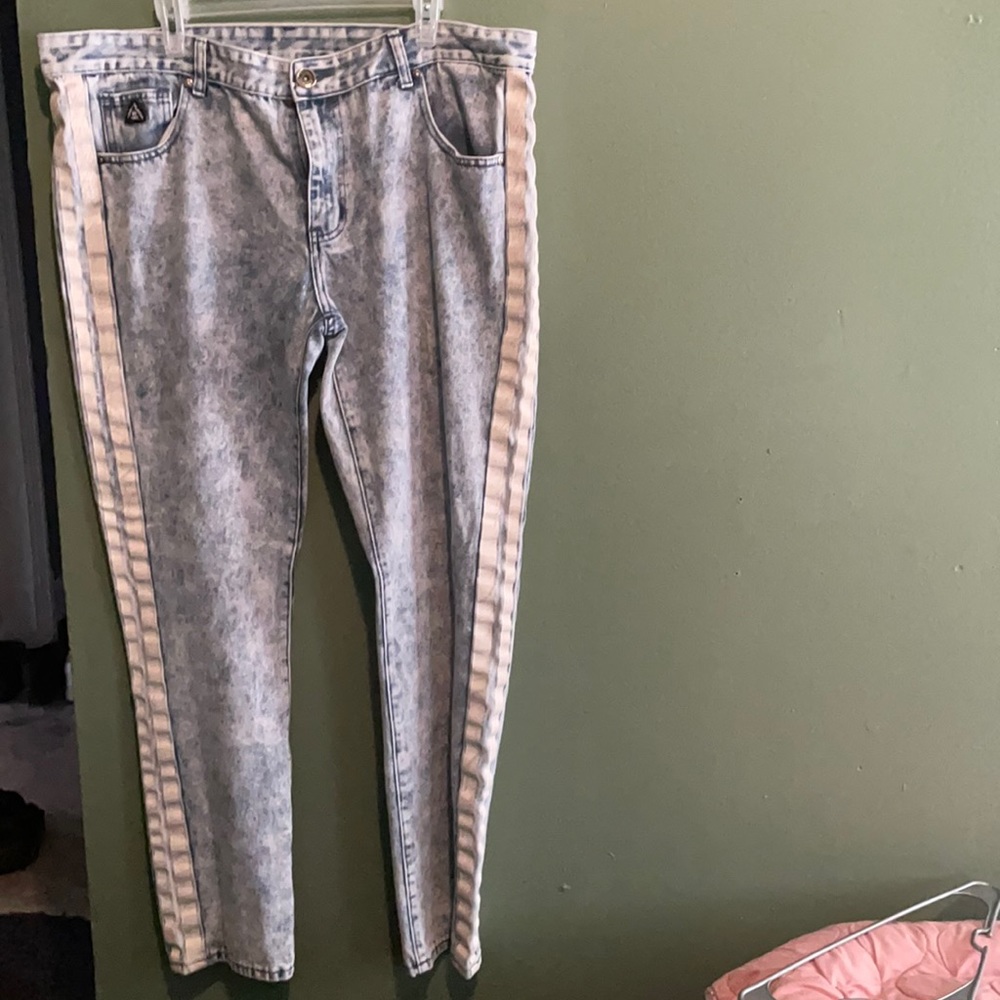 Fashion Blue striped blue jeans